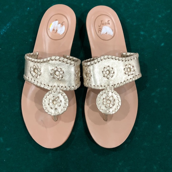 NWOT! Jack Rogers Platinum  Leather Sandals sz 5.5 - Picture 2 of 5